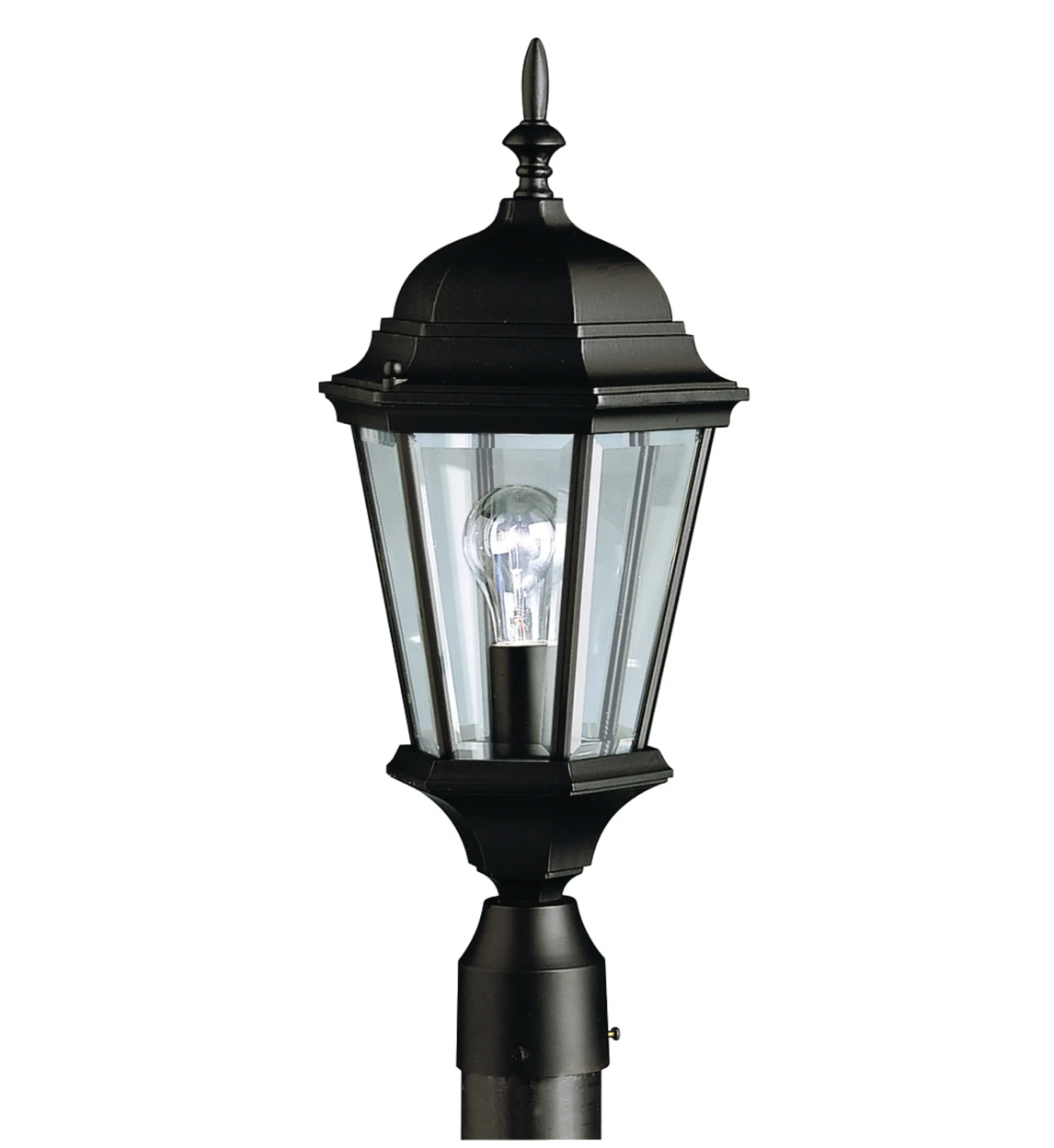 Single Light 10" Wide Outdoor Post Light with Clear Beveled Glass Panels