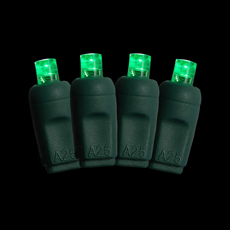 50L 5MM Coaxial Christmas String Lights 6" Spacing Green Green Cord