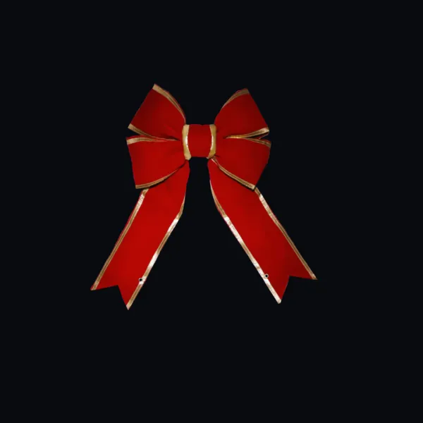 Red Velvet Bow with Gold Trim 18″
